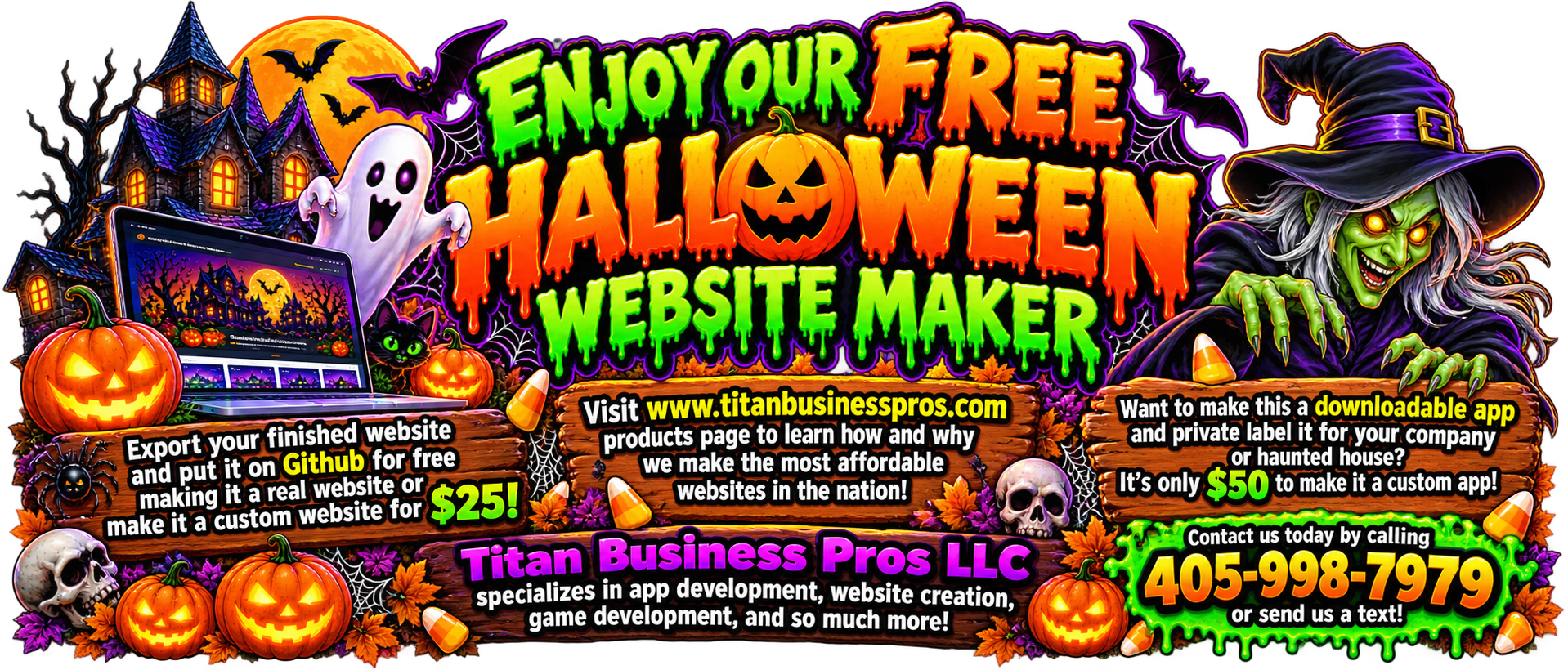 Titan Business Pros presents the Halloween Website Maker and free Halloween tools